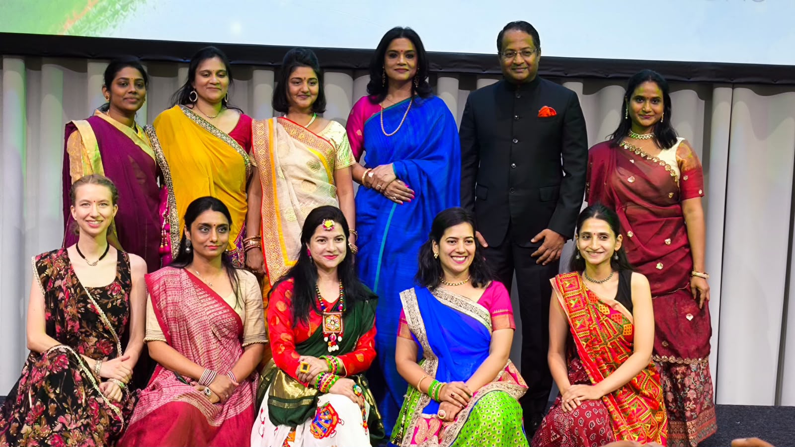 Group of performers gathered after an Indian Independence Day performance